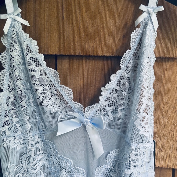 Fashion Nova Set Bundle Sheer Lace Blue Babydoll & Lace Khaki Pullover Bra Sz L - Picture 5 of 16